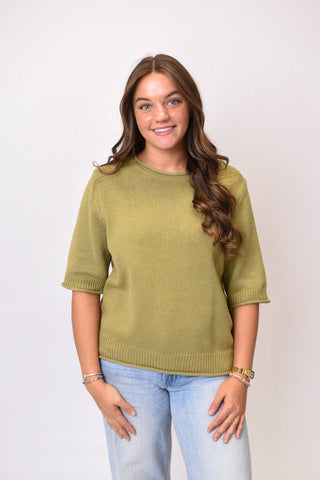 Slow Morning Sweater in Olive - Shop Rust & Ruffles