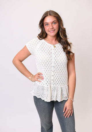Soft Air Eyelet Sweater Top - Shop Rust & Ruffles