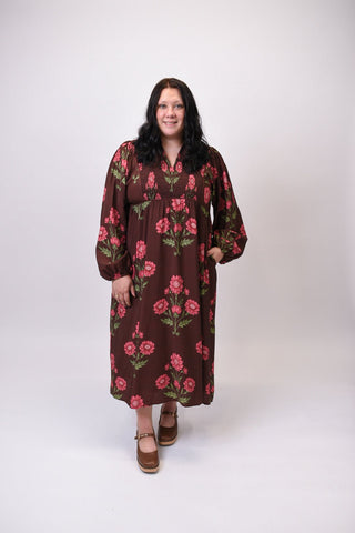 Spiced Bloom Midi Dress in Curvy - Shop Rust & Ruffles