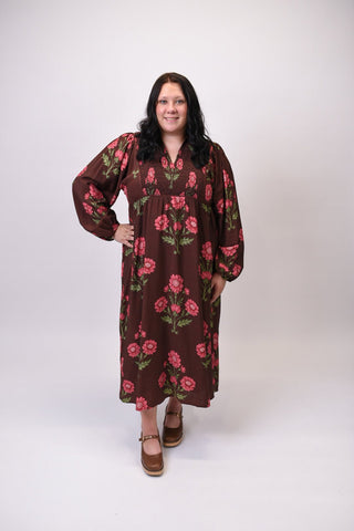 Spiced Bloom Midi Dress in Curvy - Shop Rust & Ruffles
