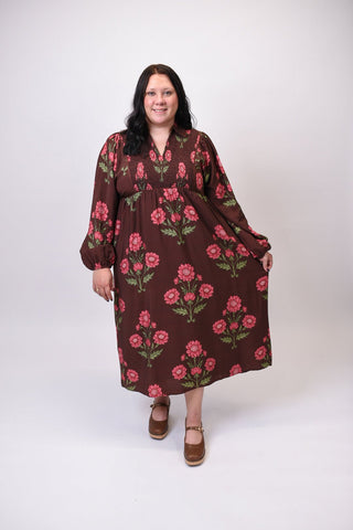 Spiced Bloom Midi Dress in Curvy - Shop Rust & Ruffles