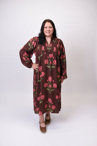 Spiced Bloom Midi Dress in Curvy - Shop Rust & Ruffles