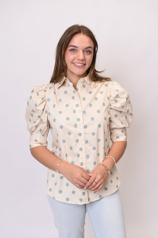 Spot On Puff Sleeve Blouse - Shop Rust & Ruffles