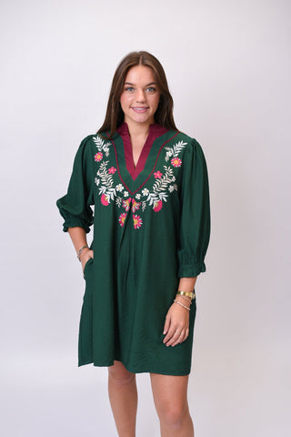 Storybook Floral Mini Dress-Green - Shop Rust & Ruffles