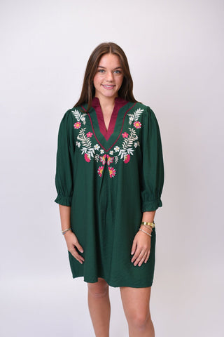 Storybook Floral Mini Dress-Green - Shop Rust & Ruffles