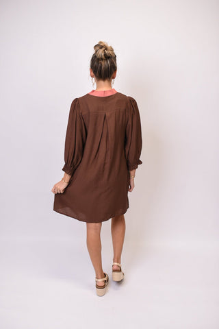 Storybook Floral Mini Dress in Brown - Shop Rust & Ruffles