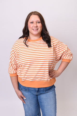 Striped Knit Top in Orange - Shop Rust & Ruffles