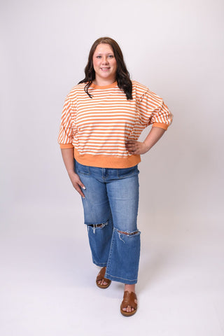 Striped Knit Top in Orange - Shop Rust & Ruffles