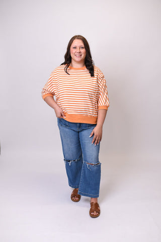Striped Knit Top in Orange - Shop Rust & Ruffles