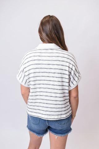 Sunny Stripe Polo in Black - Shop Rust & Ruffles
