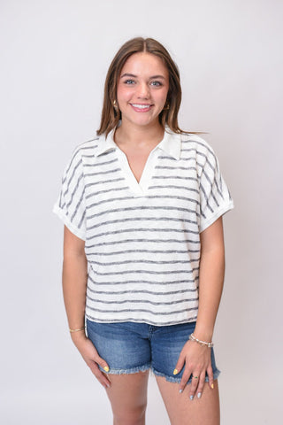 Sunny Stripe Polo in Black - Shop Rust & Ruffles