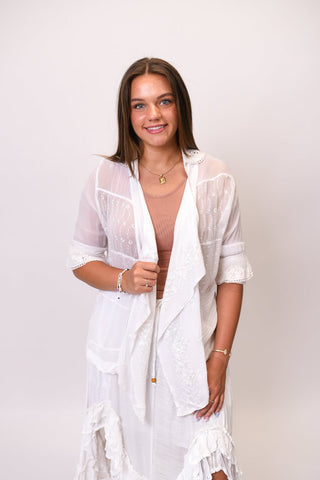 Sunset Serenade Kimono in White - Shop Rust & Ruffles