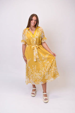 Sunshine On My Shoulder Midi Dress in Honey - Shop Rust & Ruffles