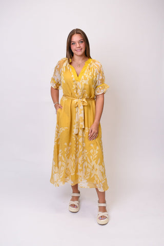 Sunshine On My Shoulder Midi Dress in Honey - Shop Rust & Ruffles
