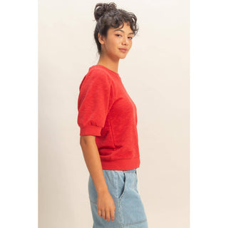 Sweet Escape Puff Sleeve Top in Red - Shop Rust & Ruffles