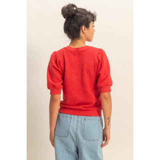 Sweet Escape Puff Sleeve Top in Red - Shop Rust & Ruffles
