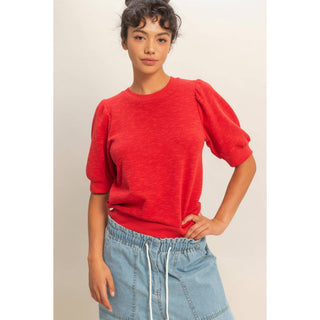 Sweet Escape Puff Sleeve Top in Red - Shop Rust & Ruffles