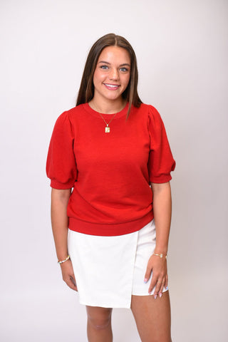 Sweet Escape Puff Sleeve Top in Red - Shop Rust & Ruffles