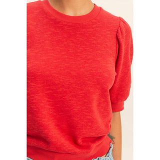 Sweet Escape Puff Sleeve Top in Red - Shop Rust & Ruffles
