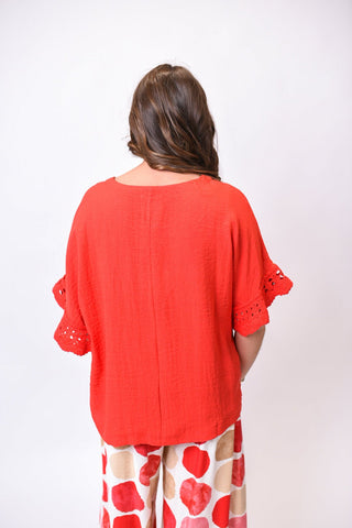Sweet Trim Blouse in Red - Shop Rust & Ruffles