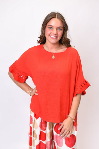 Sweet Trim Blouse in Red - Shop Rust & Ruffles