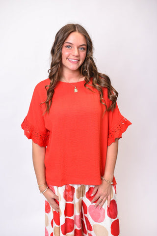 Sweet Trim Blouse in Red - Shop Rust & Ruffles