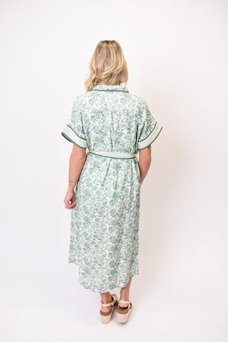 Tea Time Floral Midi Dress in Green - Shop Rust & Ruffles