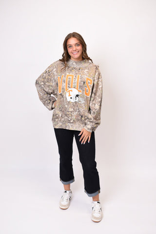 Tennessee Vols Helmet Fade Camo Wknd Mock Neck Sweatshirt - Shop Rust & Ruffles