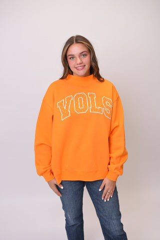 Tennessee Vols Polka Dot Puff Wknd Mock Neck Sweatshirt - Shop Rust & Ruffles