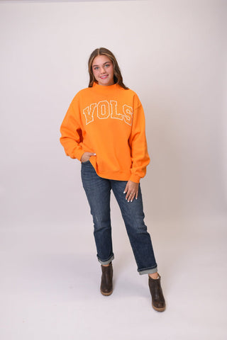 Tennessee Vols Polka Dot Puff Wknd Mock Neck Sweatshirt - Shop Rust & Ruffles