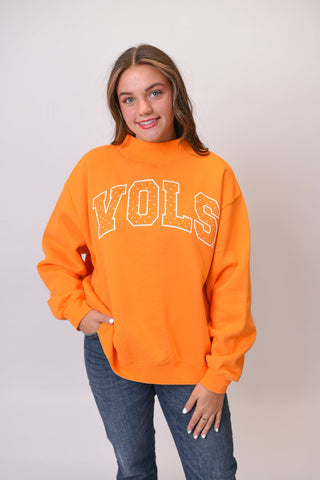 Tennessee Vols Polka Dot Puff Wknd Mock Neck Sweatshirt - Shop Rust & Ruffles