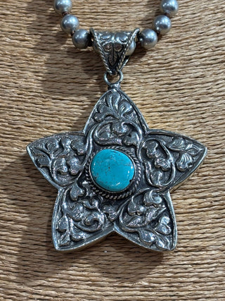 Turquoise Star and Pearl Necklace - Shop Rust & Ruffles
