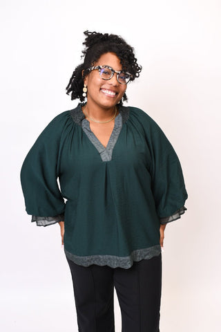 Velvet Hour Blouse in Green - Shop Rust & Ruffles