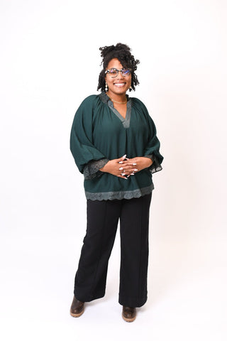 Velvet Hour Blouse in Green - Shop Rust & Ruffles