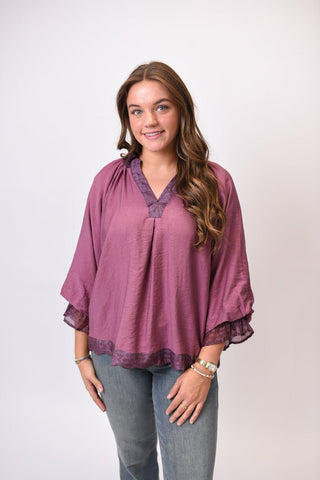 Velvet Hour Blouse in Mauve - Shop Rust & Ruffles