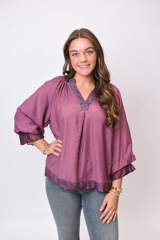 Velvet Hour Blouse in Mauve - Shop Rust & Ruffles