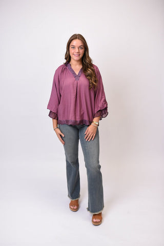 Velvet Hour Blouse in Mauve - Shop Rust & Ruffles