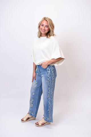 Vintage Bloom Embroidered Jeans - Shop Rust & Ruffles