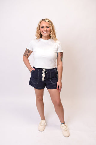 Warm Days Navy Shorts - Shop Rust & Ruffles