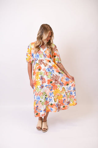 Watercolor Garden Midi Dress - Shop Rust & Ruffles