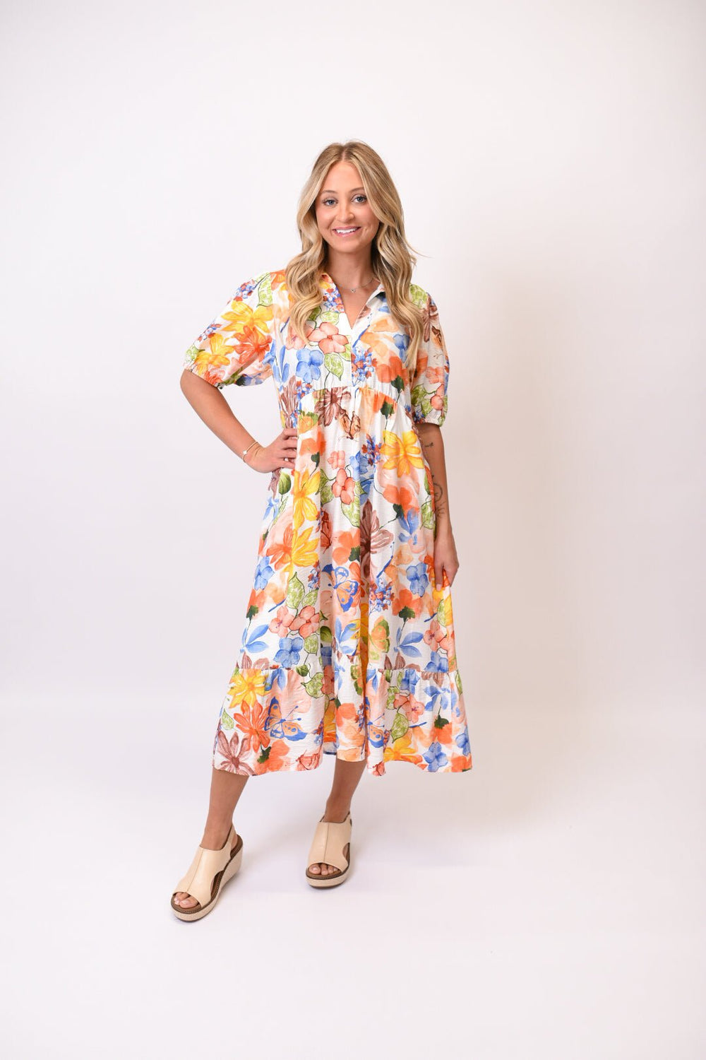 watercolor midi dress Garden Color:Gold Buckle Fall Dresses Wedding Guest, related:cleodora-mesh-mini-dress-black-pink bust = 15.5