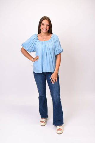 Weekend Breeze Blouse in Blue - Shop Rust & Ruffles