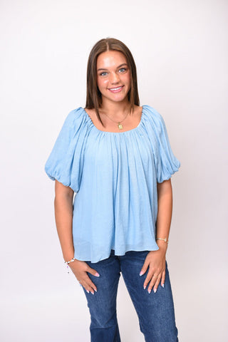 Weekend Breeze Blouse in Blue - Shop Rust & Ruffles