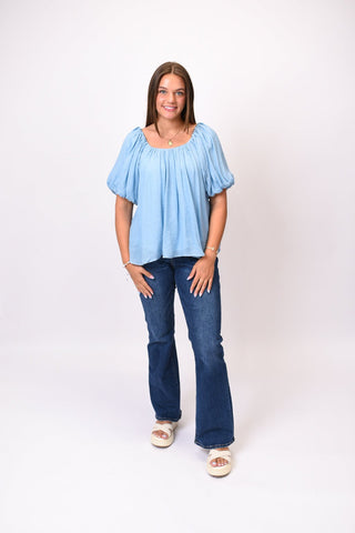 Weekend Breeze Blouse in Blue - Shop Rust & Ruffles