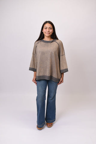 Weekend Reset Washed Top in Mocha - Shop Rust & Ruffles