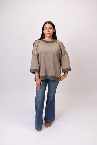 Weekend Reset Washed Top in Mocha - Shop Rust & Ruffles