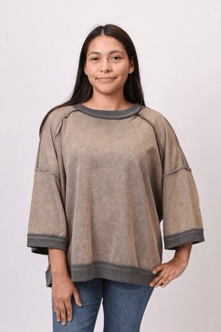 Weekend Reset Washed Top in Mocha - Shop Rust & Ruffles