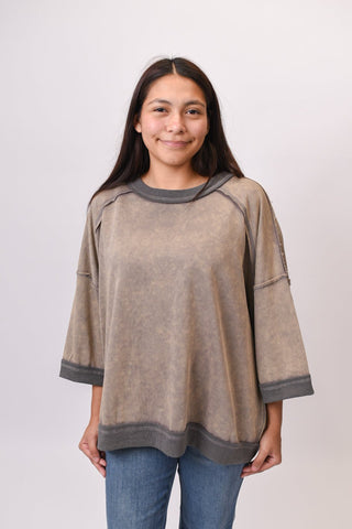 Weekend Reset Washed Top in Mocha - Shop Rust & Ruffles