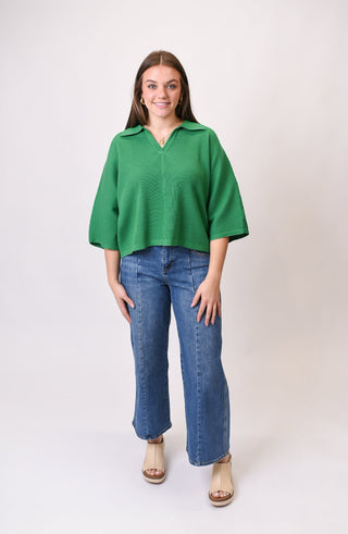 Weekend Whisper Knit Top in Green - Shop Rust & Ruffles