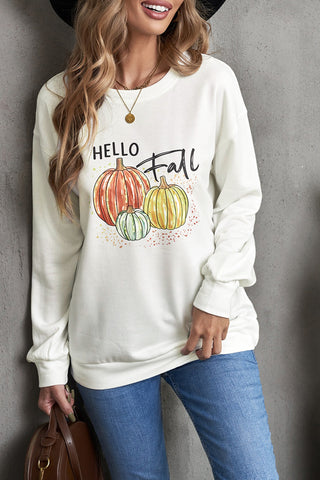 Hello Fall Pumpkins Graphic Pullover